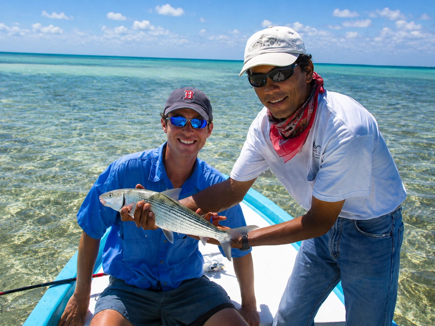 Guide Enrique Trinidad with a Bonefish catch