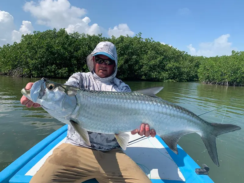 Tarpon caught fly fishing the Isla Blanca flats